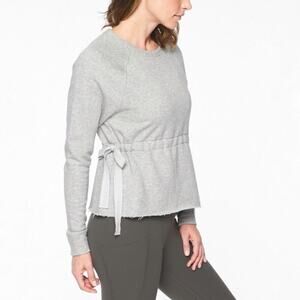 Athleta Studio Cinch Sweatshirt Womens Small Gray Side Tie Athleisure Active